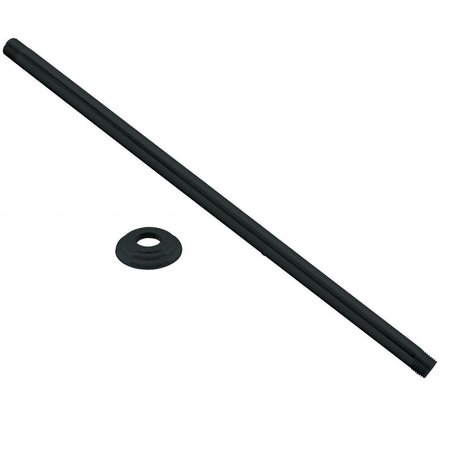 WESTBRASS 1/2" IPS x 36" Ceiling Mounted Shower Arm W/ Flange in Powdercoated Flat Black D3636A-62